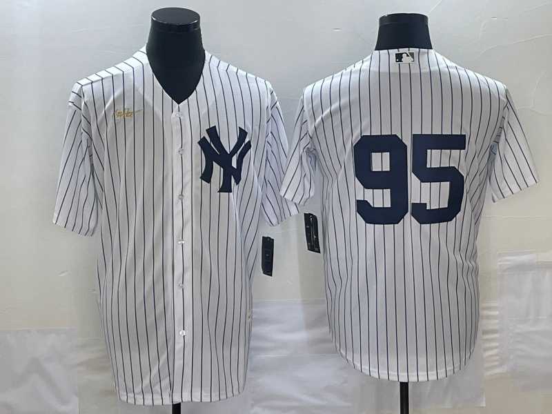 Mens New York Yankees #95 Oswaldo Cabrera White No Name Throwback Stitched MLB Cool Base Nike Jersey